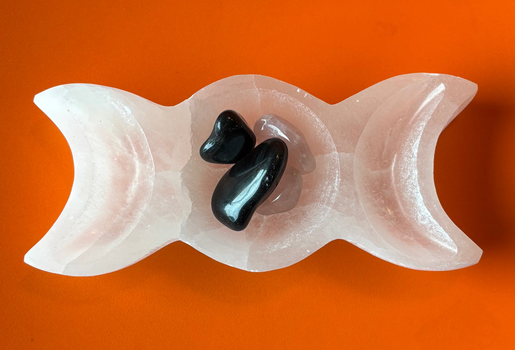 Moon Phases Selenite Bowl Trio