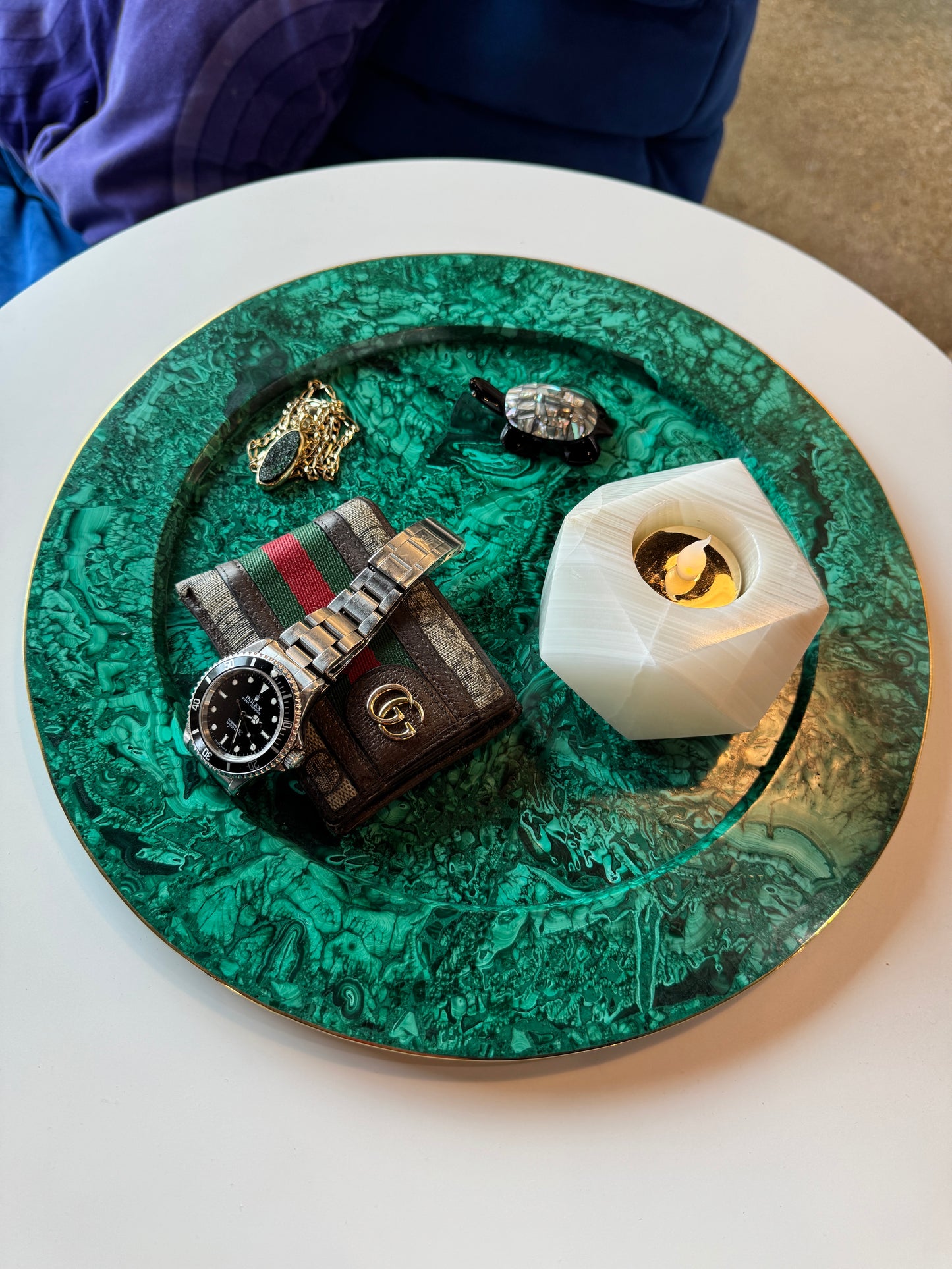 Large Malachite Serving Tray