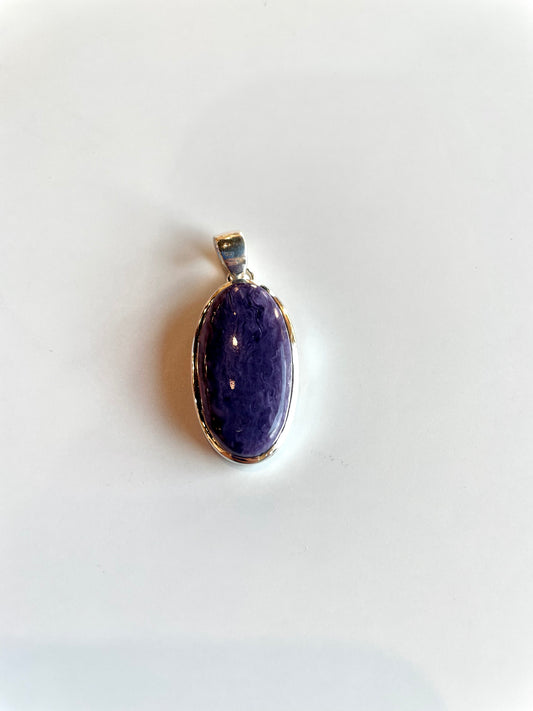 Charoite Necklace Pendant / Sterling Silver