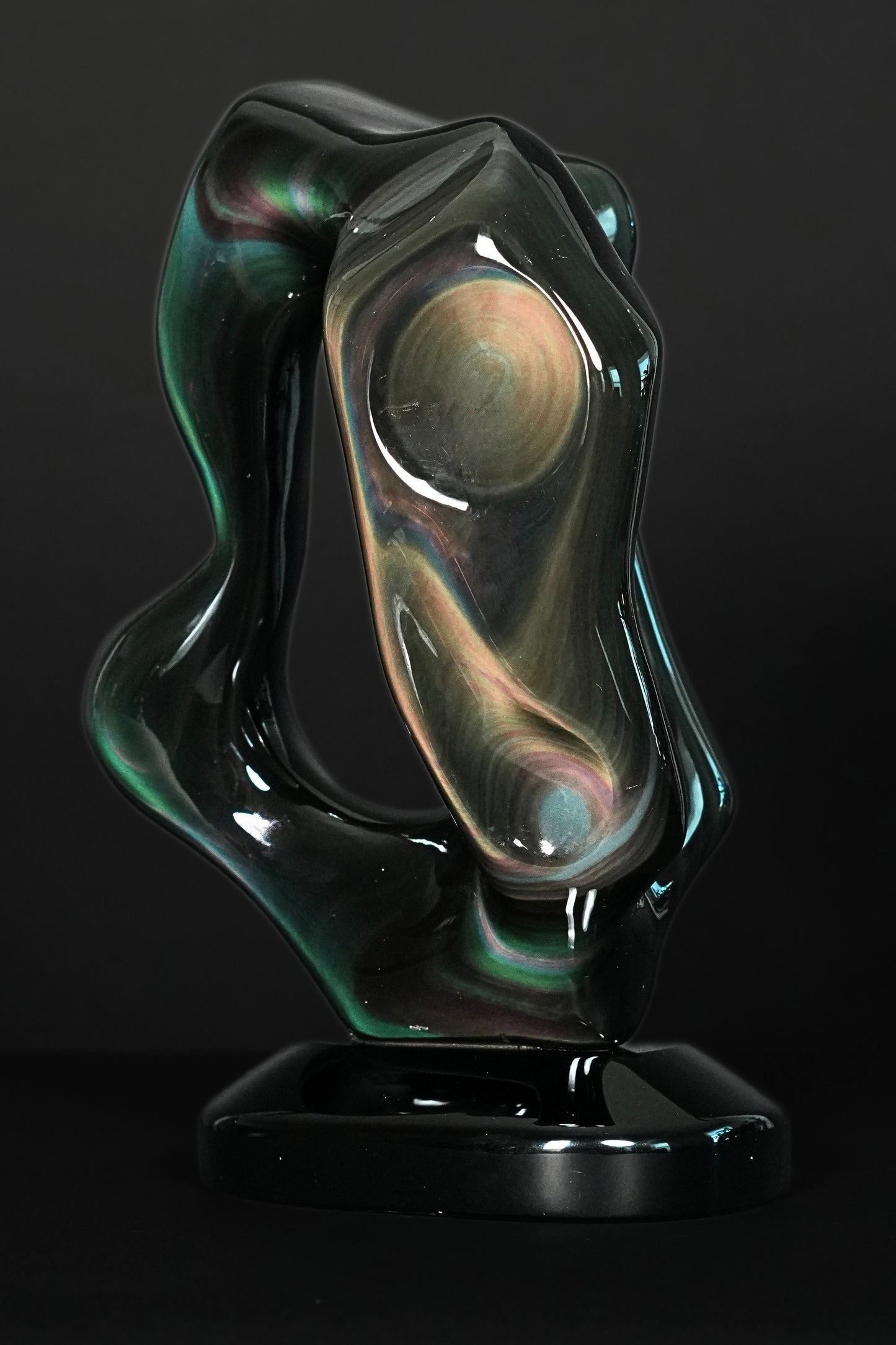 Large Hand Carved Rainbow Obsidian Sculpture