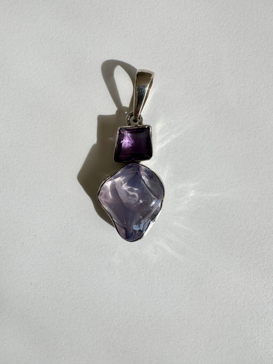 Lavender Amethyst and Purple Amethyst Necklace Pendant - Sterling Silver .925