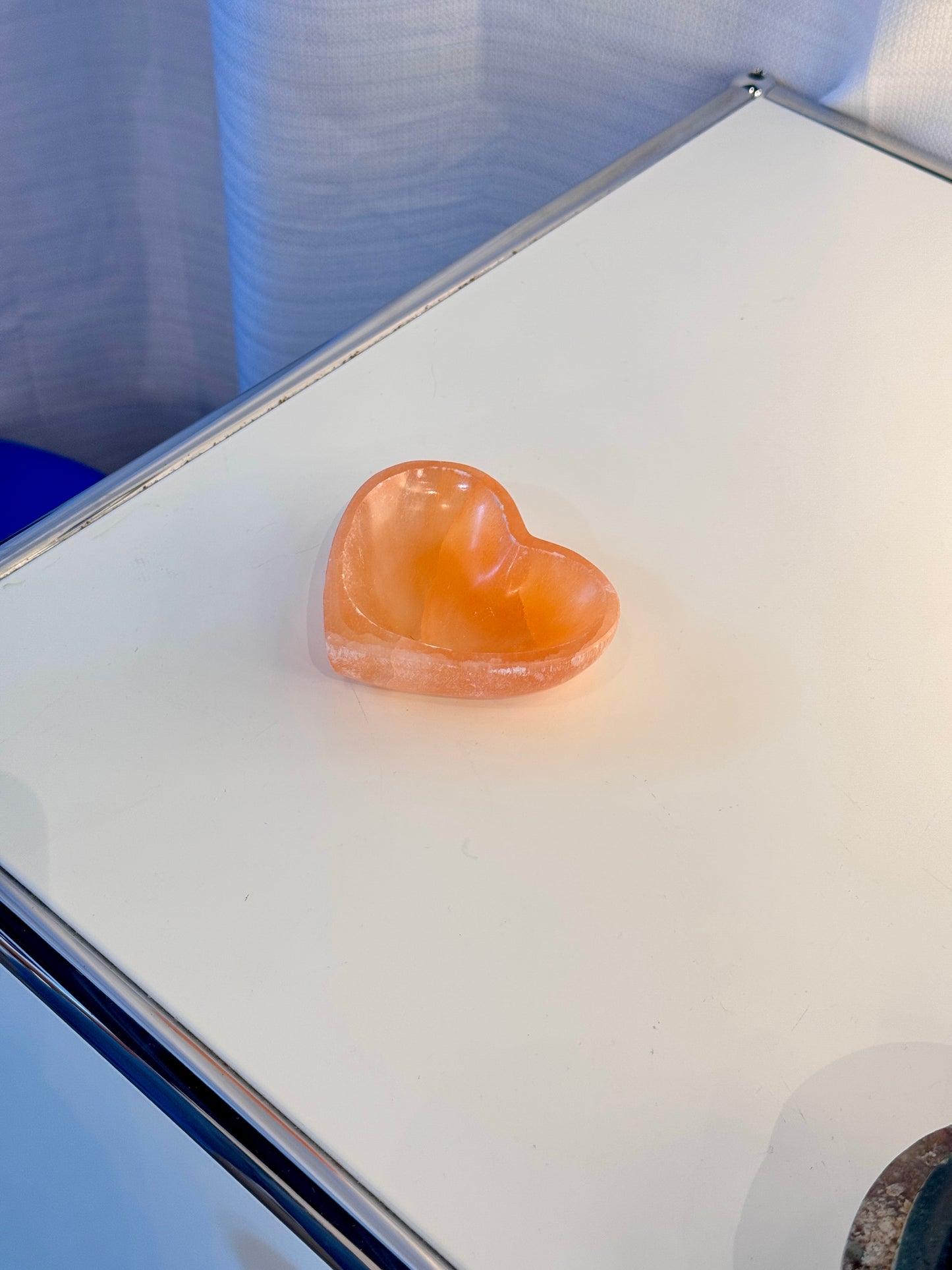 Peach Selenite Heart Shaped Bowl
