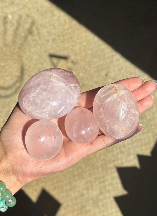 Madagascar Rose Quartz Palm Stone