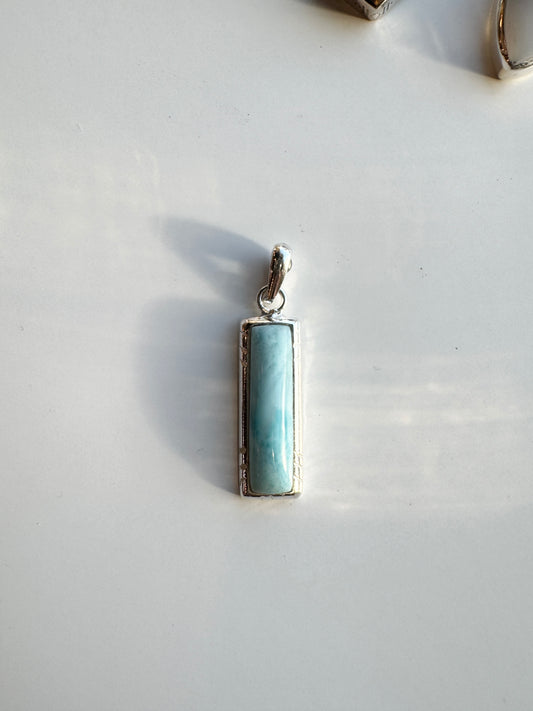 Rectangular Larimar Necklace Pendant