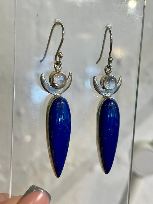 Moonstone x Lapis Lazuli Earrings