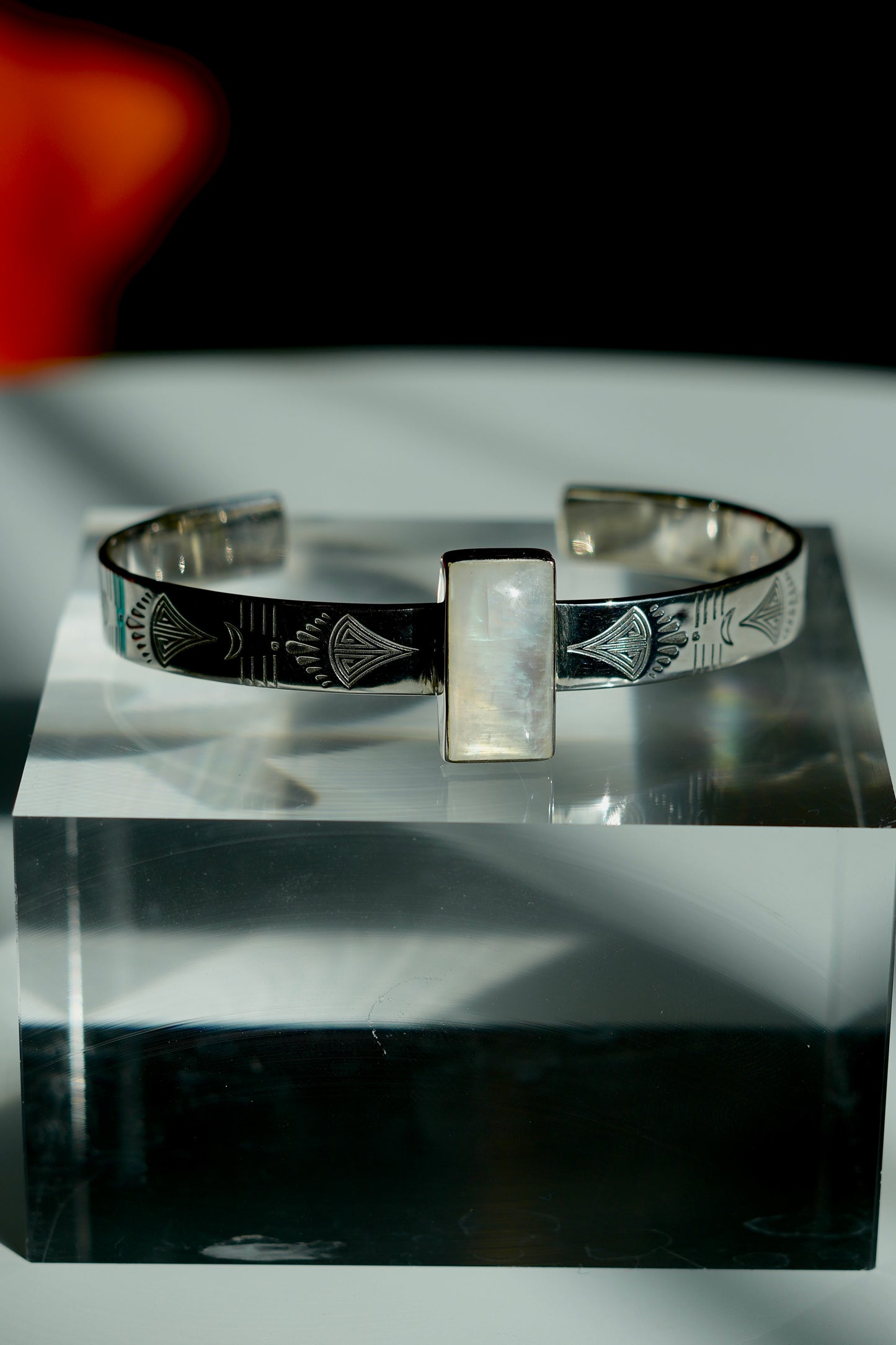 Sterling Silver Rainbow Moonstone Cuff