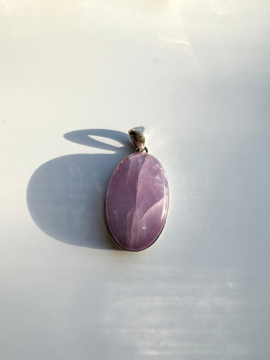 Oval sterling silver Kunzite Necklace Pendant