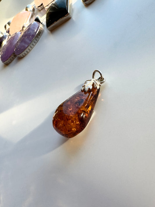 Baltic Amber Tear Drop Necklace Pendant