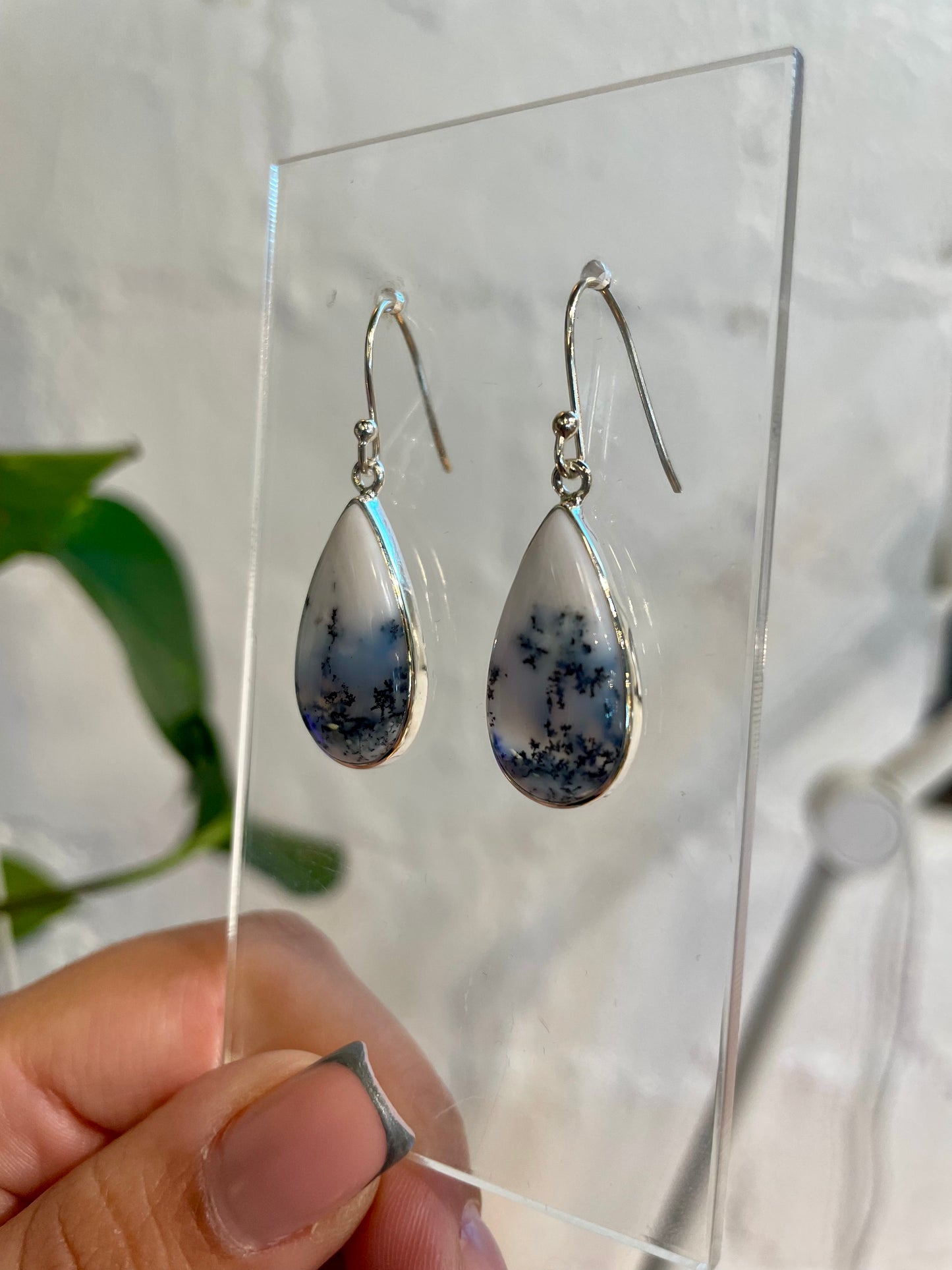 Dendritic Agate Drop Earrings