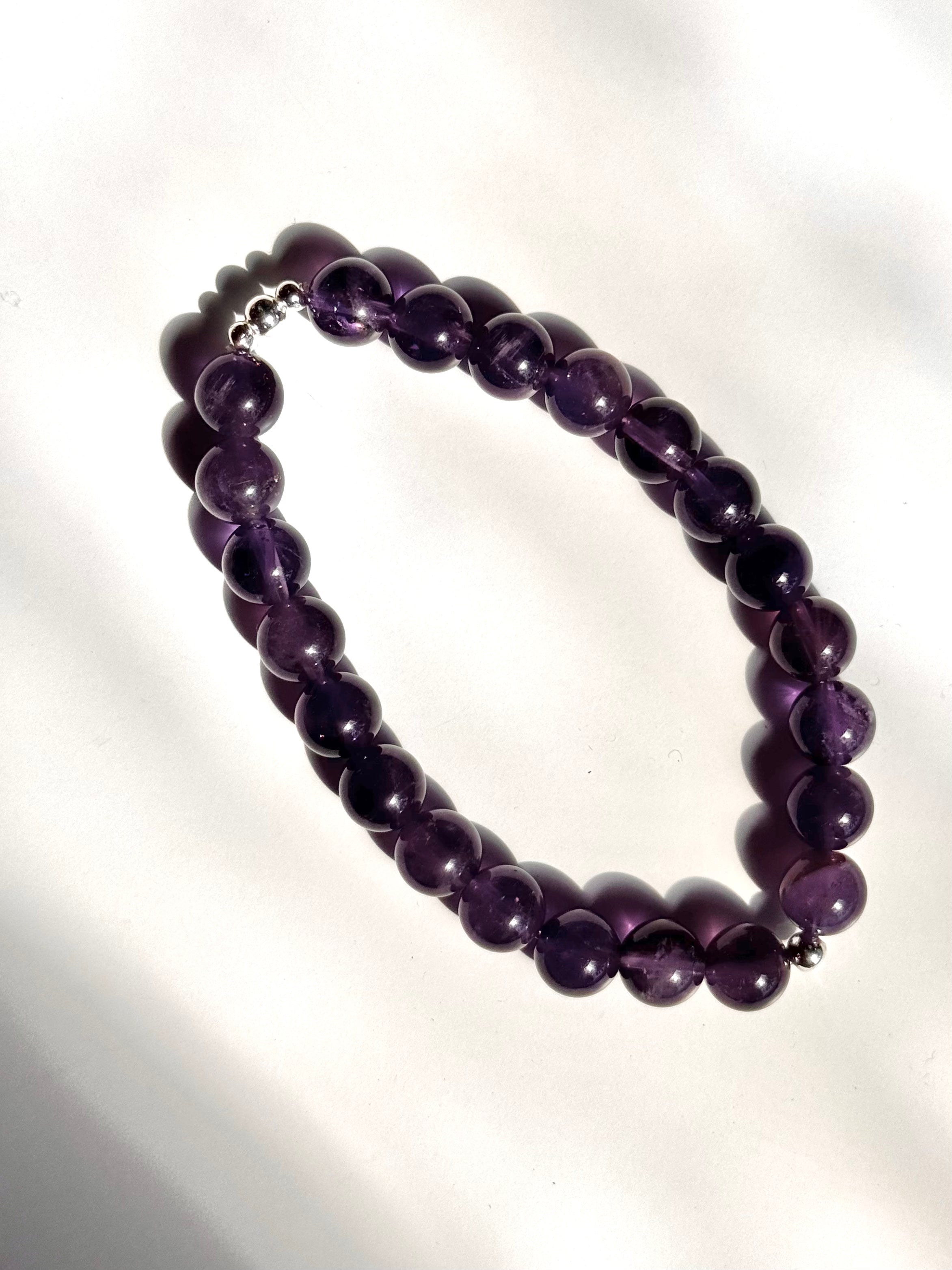 Amethyst Bracelet 8mm Sterling Silver