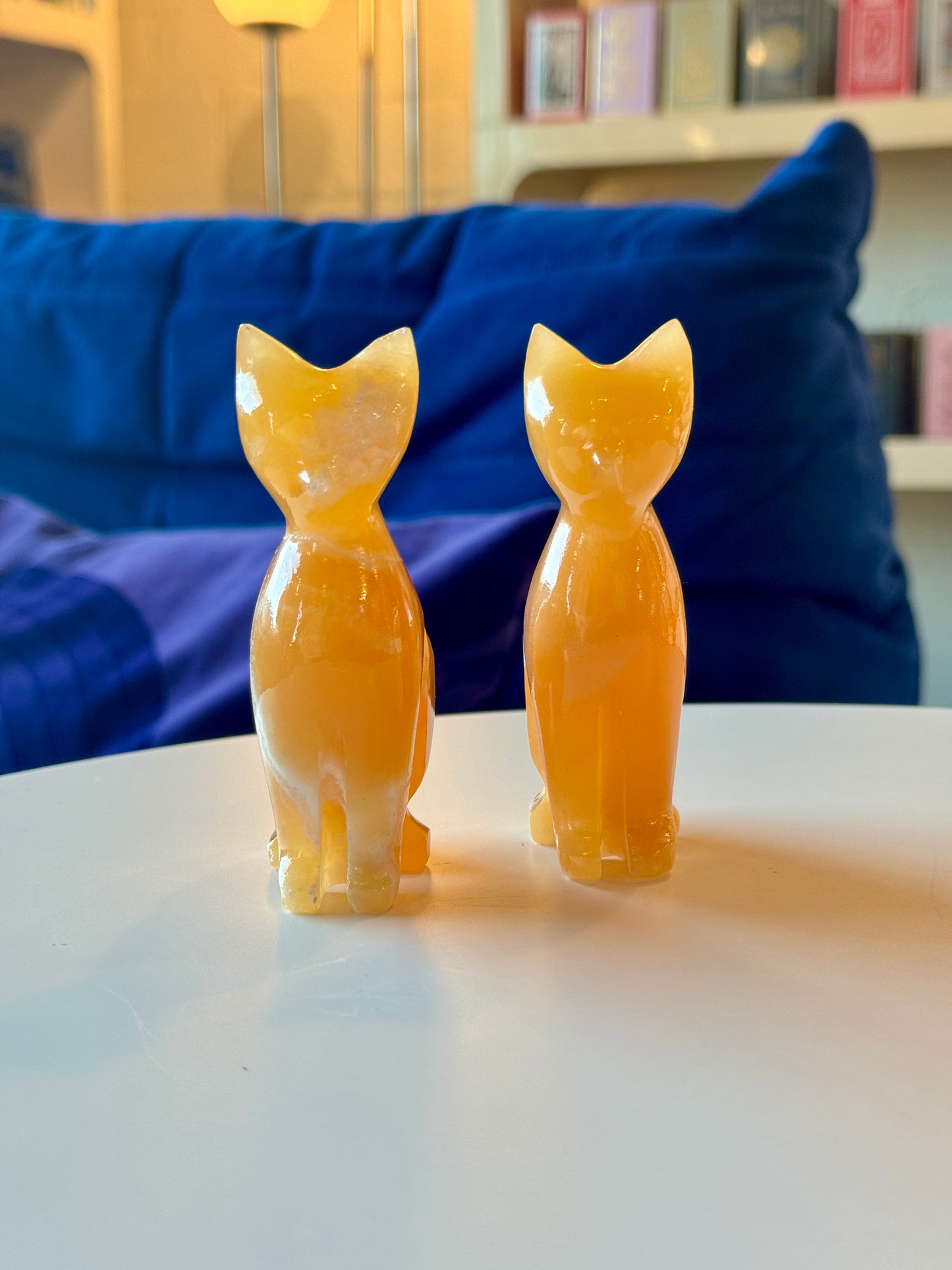 Orange Calcite Egyptian Cat Sculpture