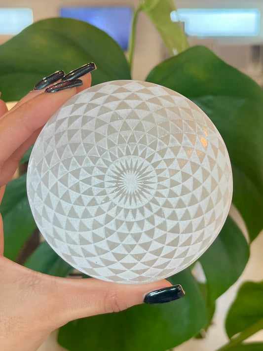 Selenite Plate: Sacred Geometry