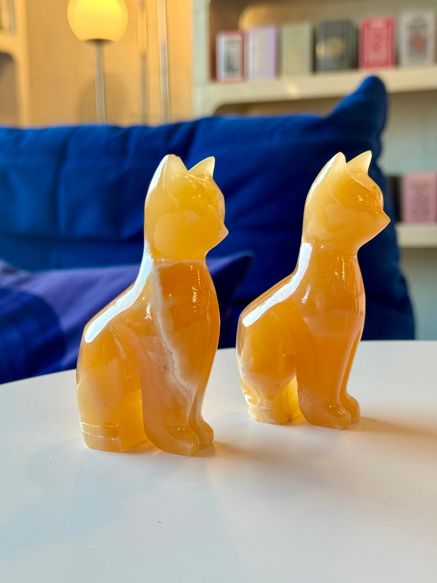 Orange Calcite Egyptian Cat Sculpture