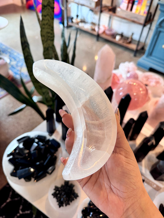 Large Crescent Moon Selenite Bowls