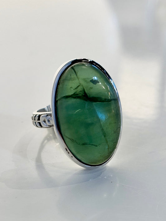 Sterling Silver Jade Ring Size 8