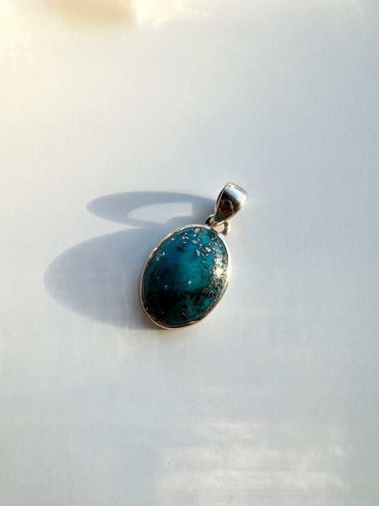 Oval Turquoise Sterling Silver Necklace Pendant