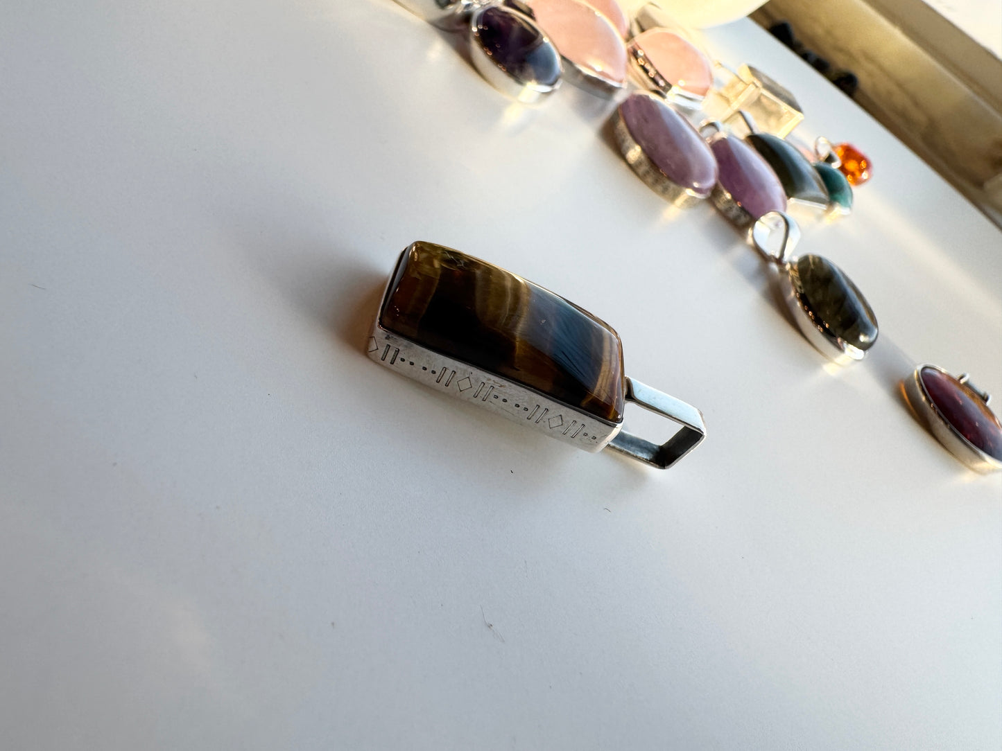 Sterling Silver Tigers Eye Necklace Pendant