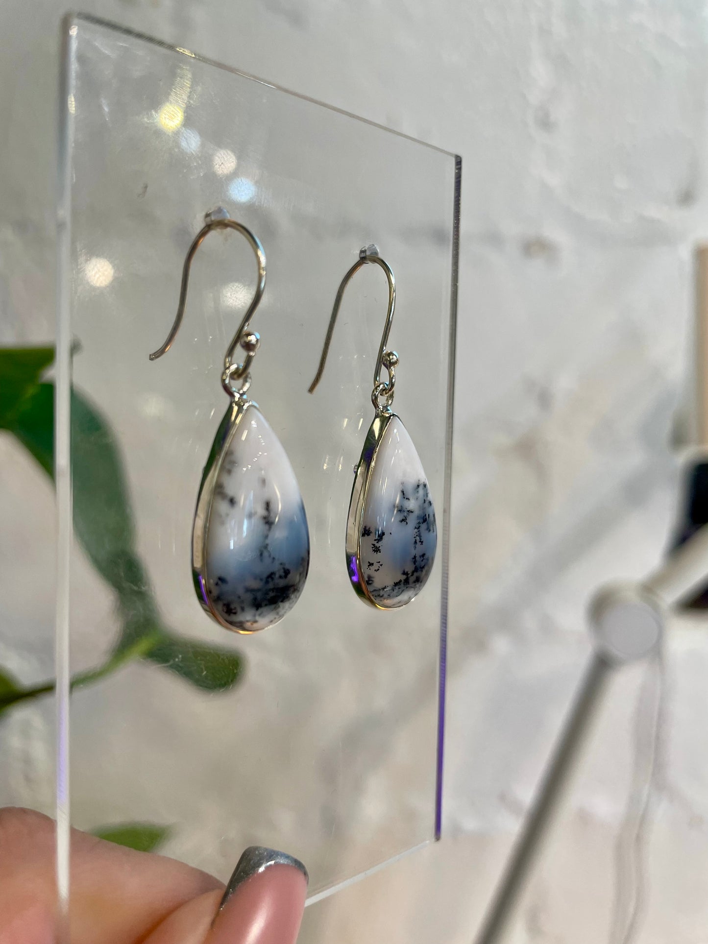 Dendritic Agate Drop Earrings