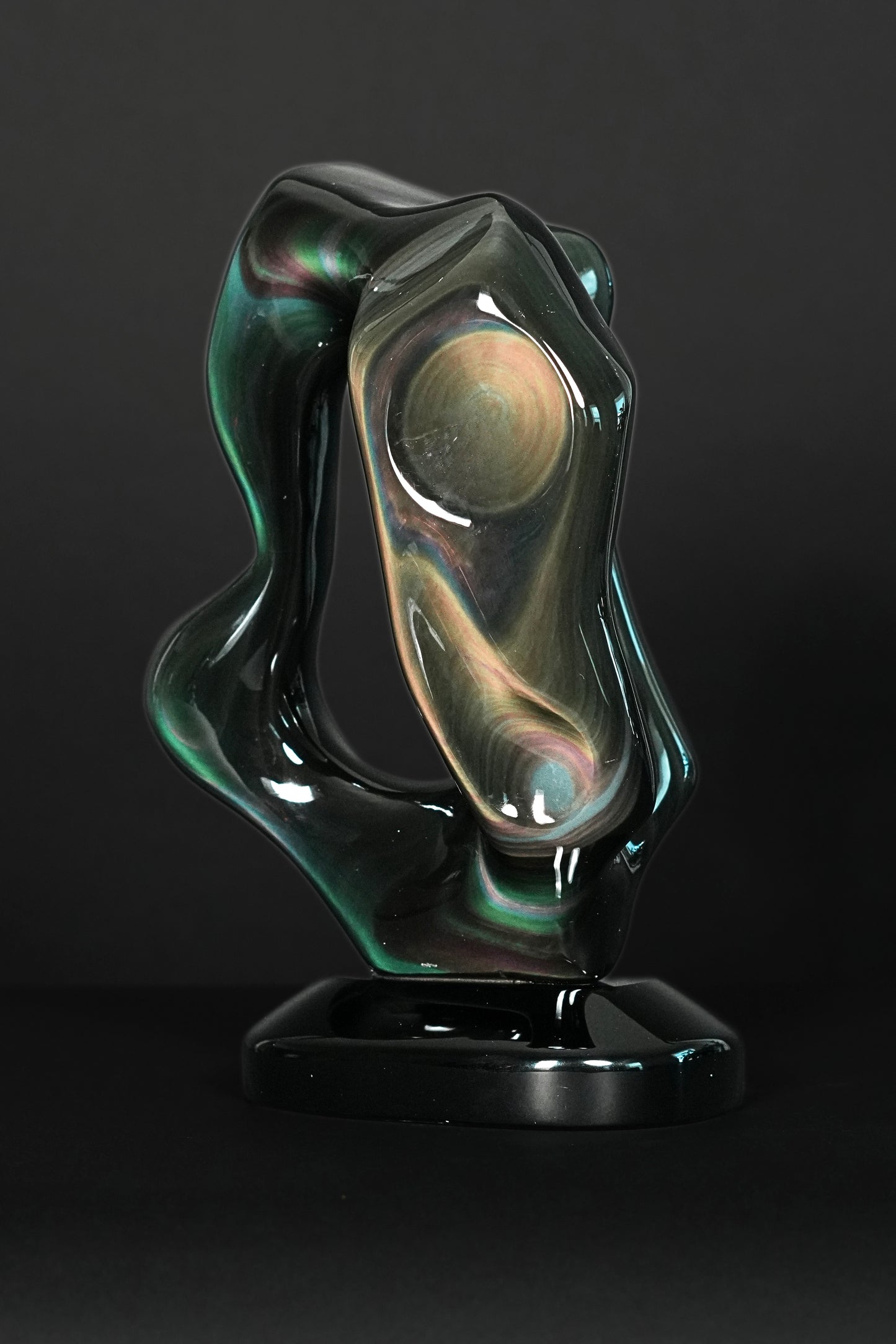 Large Hand Carved Rainbow Obsidian Sculpture