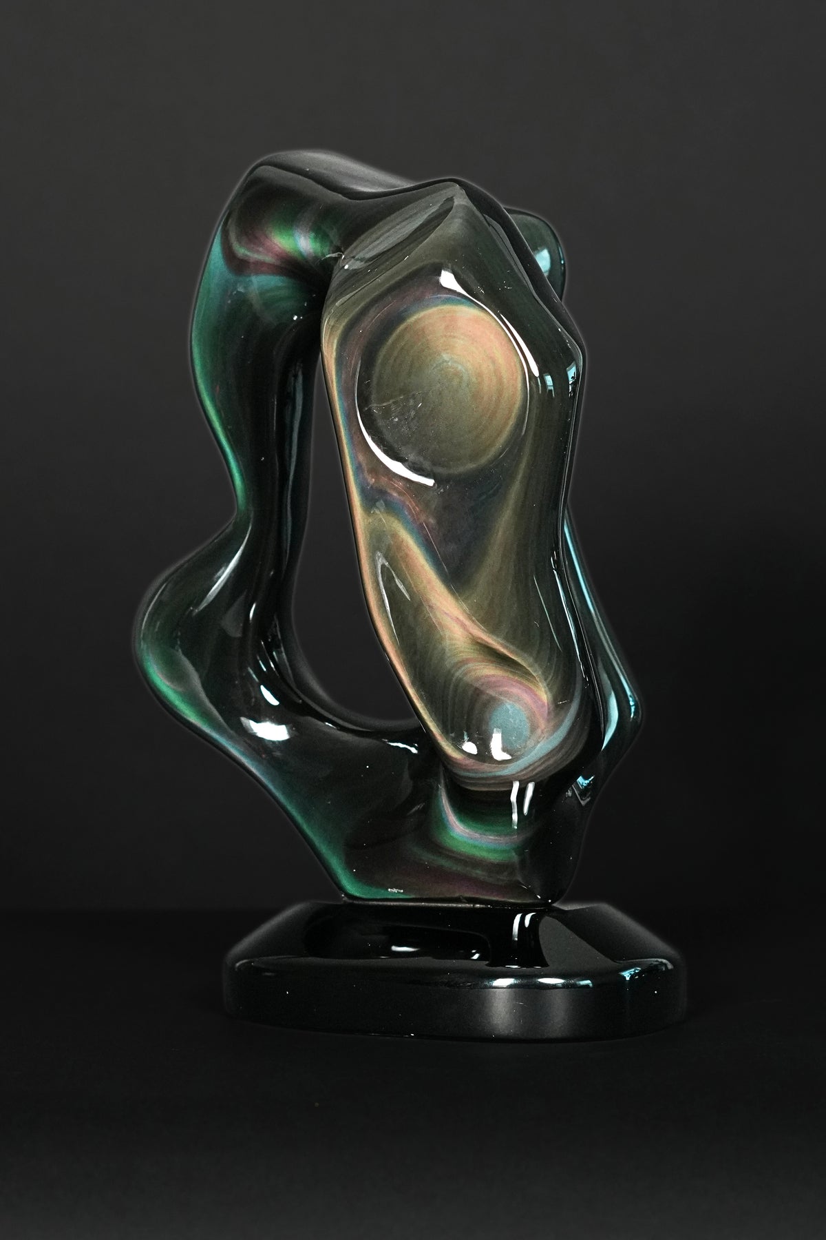 Large Hand Carved Rainbow Obsidian Sculpture
