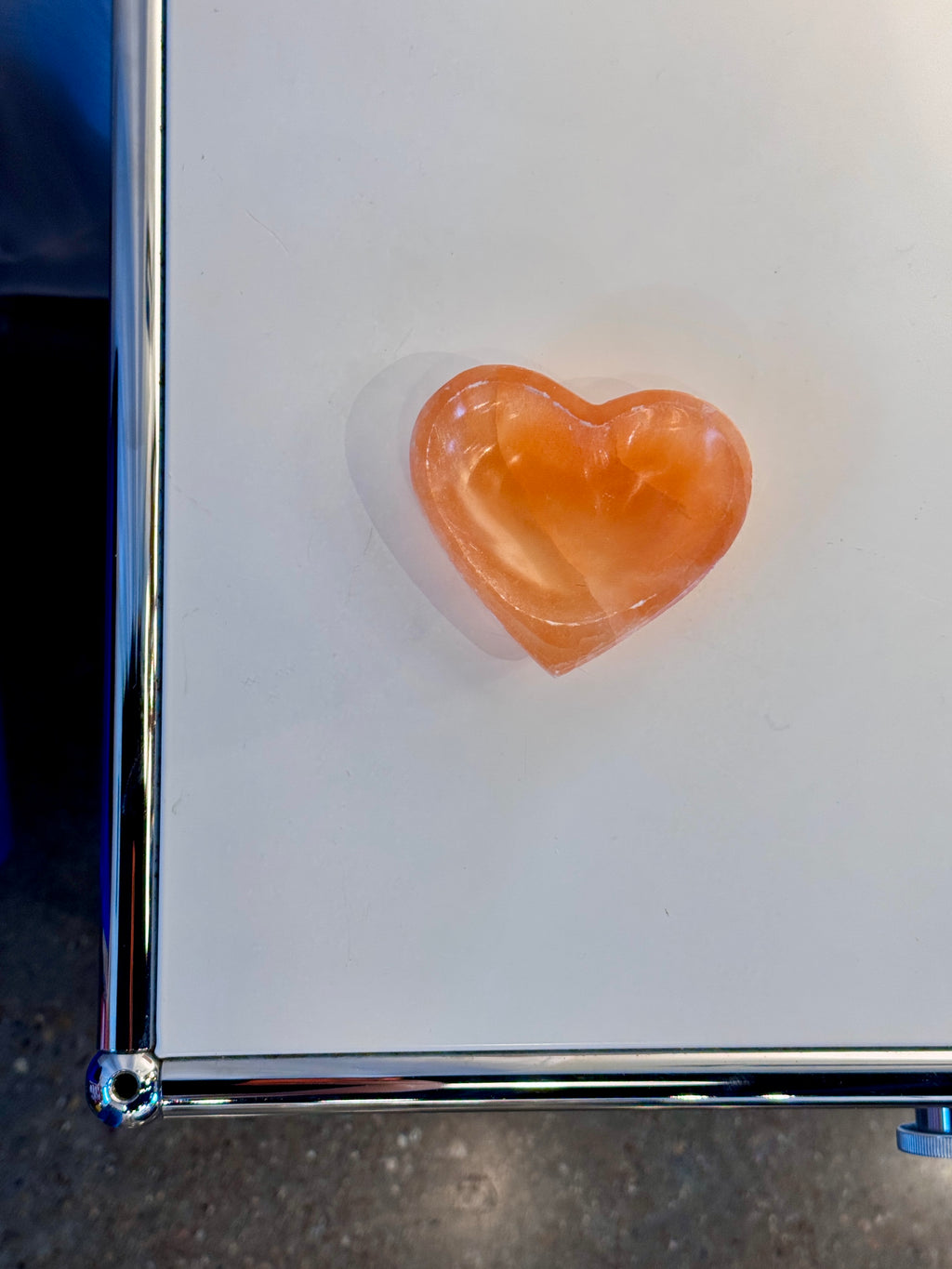 Peach Selenite Heart Shaped Bowl