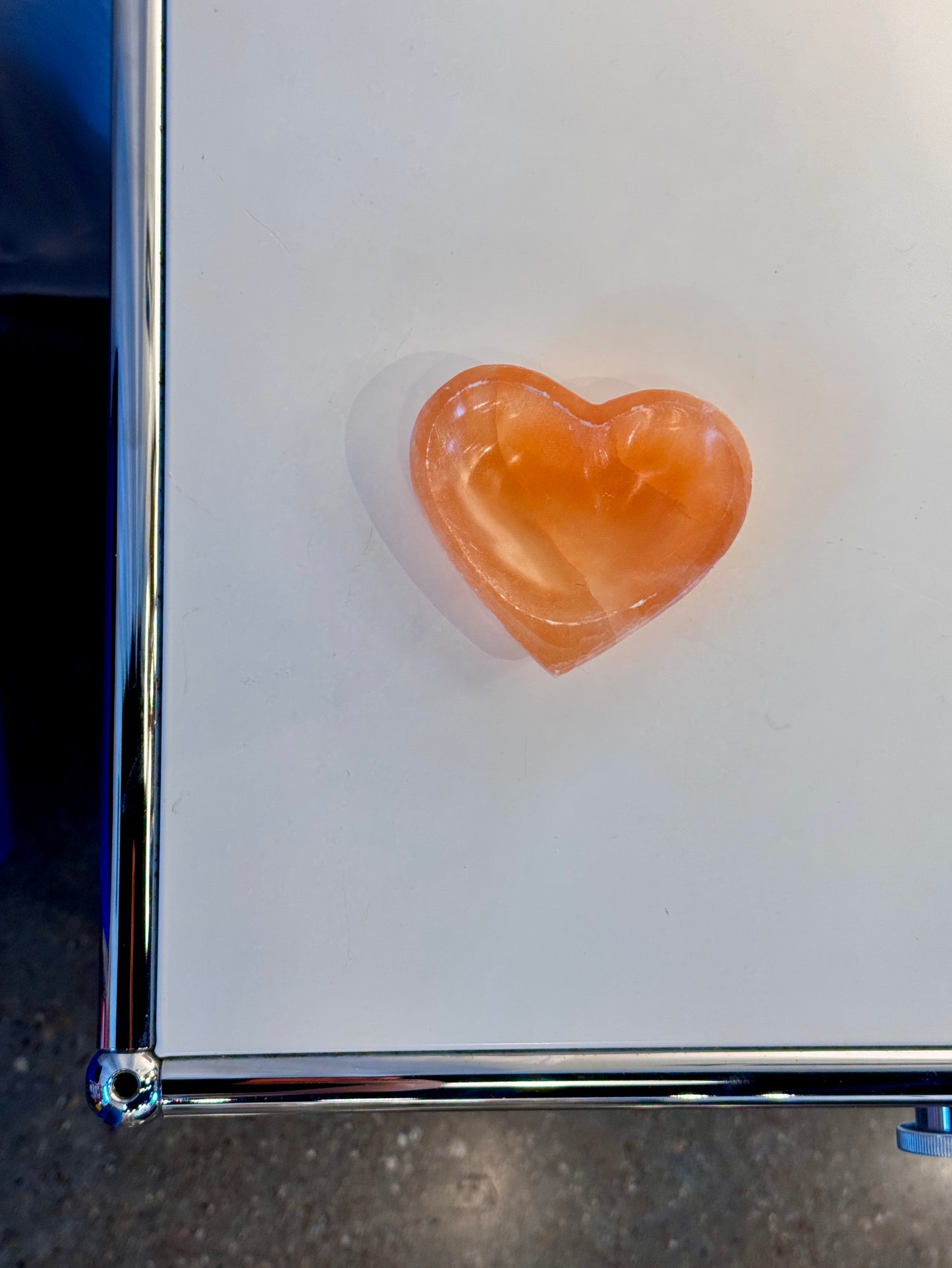 Peach Selenite Heart Shaped Bowl