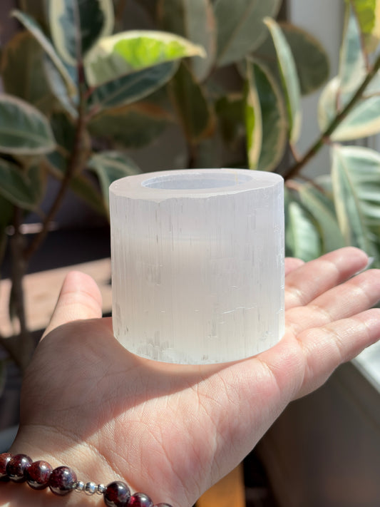 Selenite Candle Holder