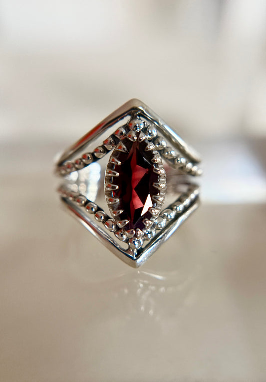 Shinning Knightess Garnet Ring Size 8