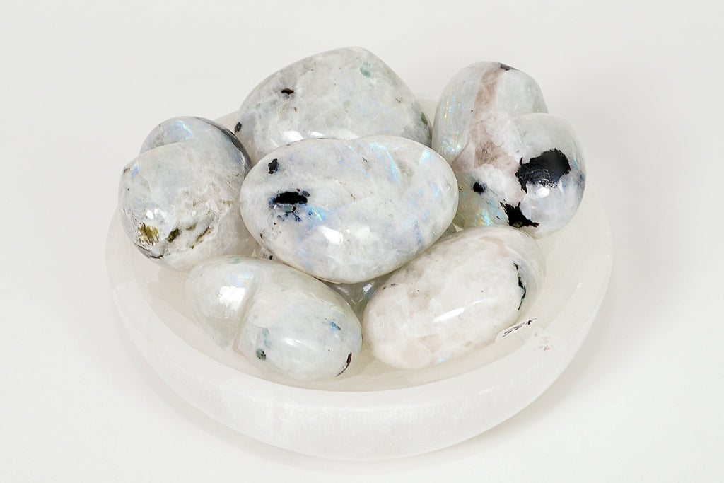 Rainbow Moonstone Polished Hearts