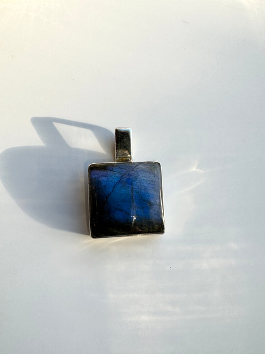 Square Cut Labradorite Necklace Pendant