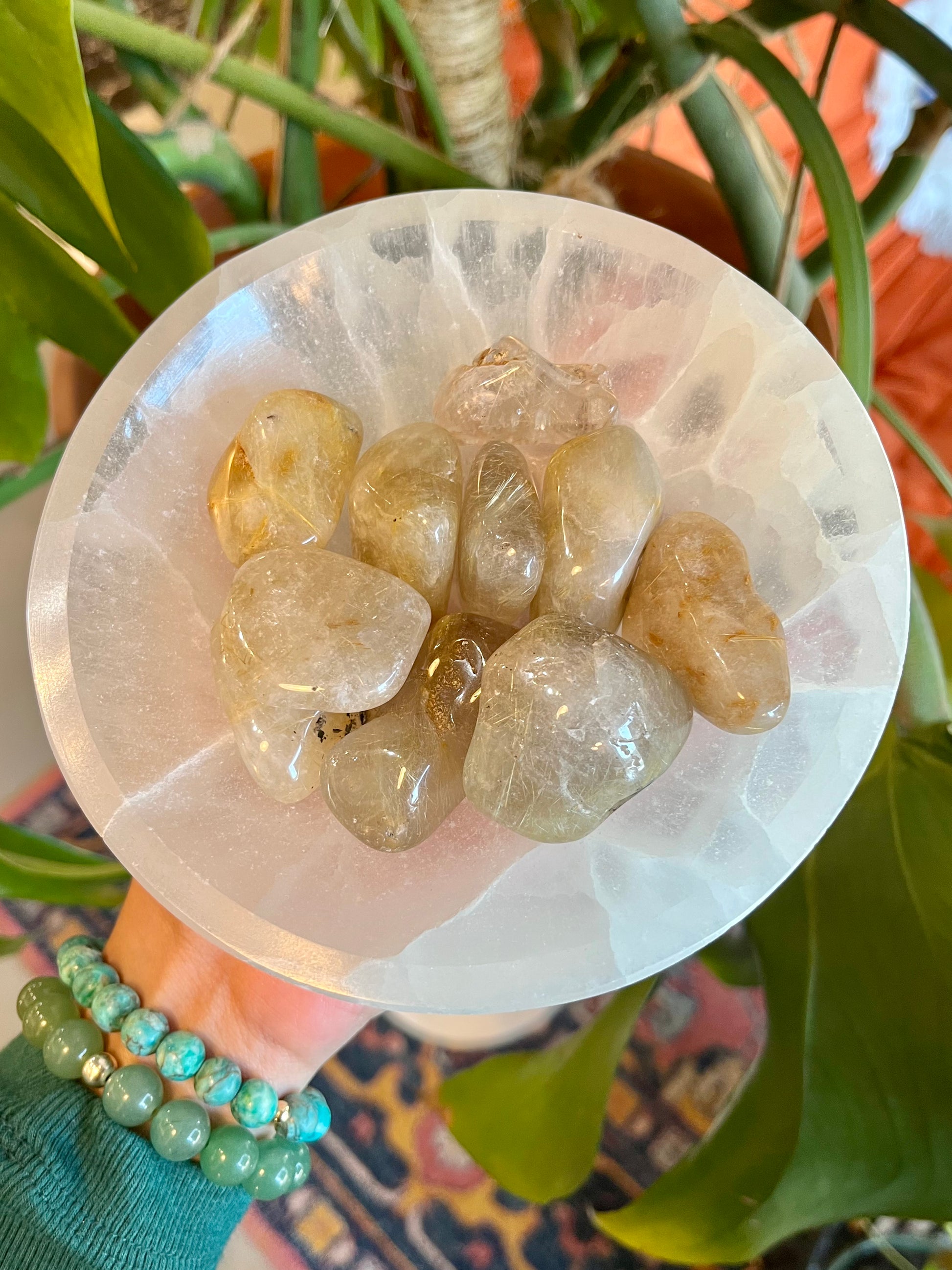 Golden Rutilated Quartz Tumble- Large - Luna Metaphysical