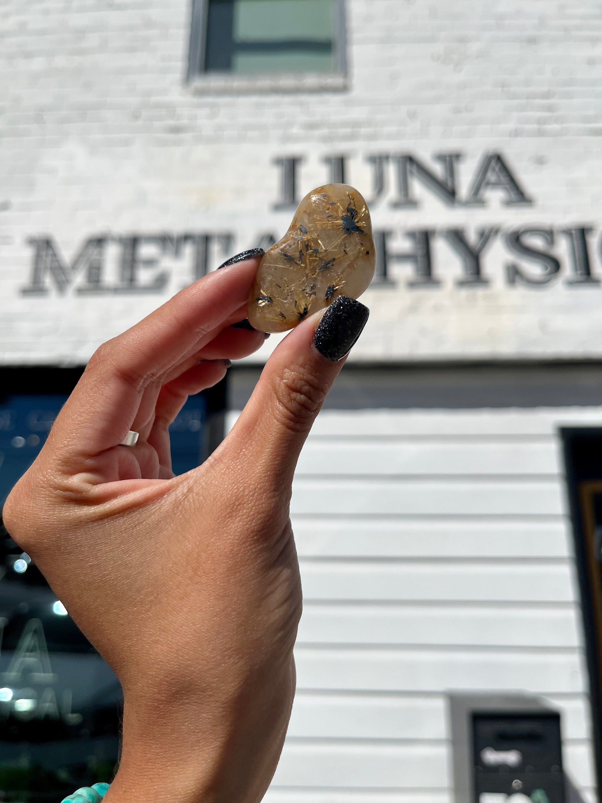 Golden Rutilated Quartz Tumble- Large - Luna Metaphysical