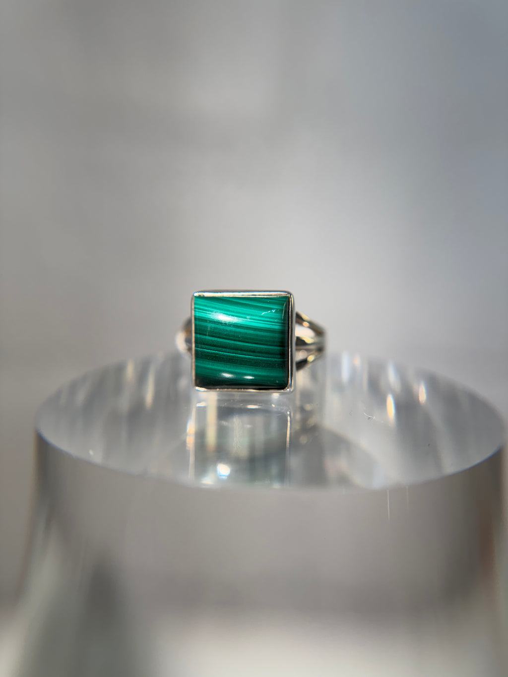 Malachite Sterling Silver  Ring Size 7