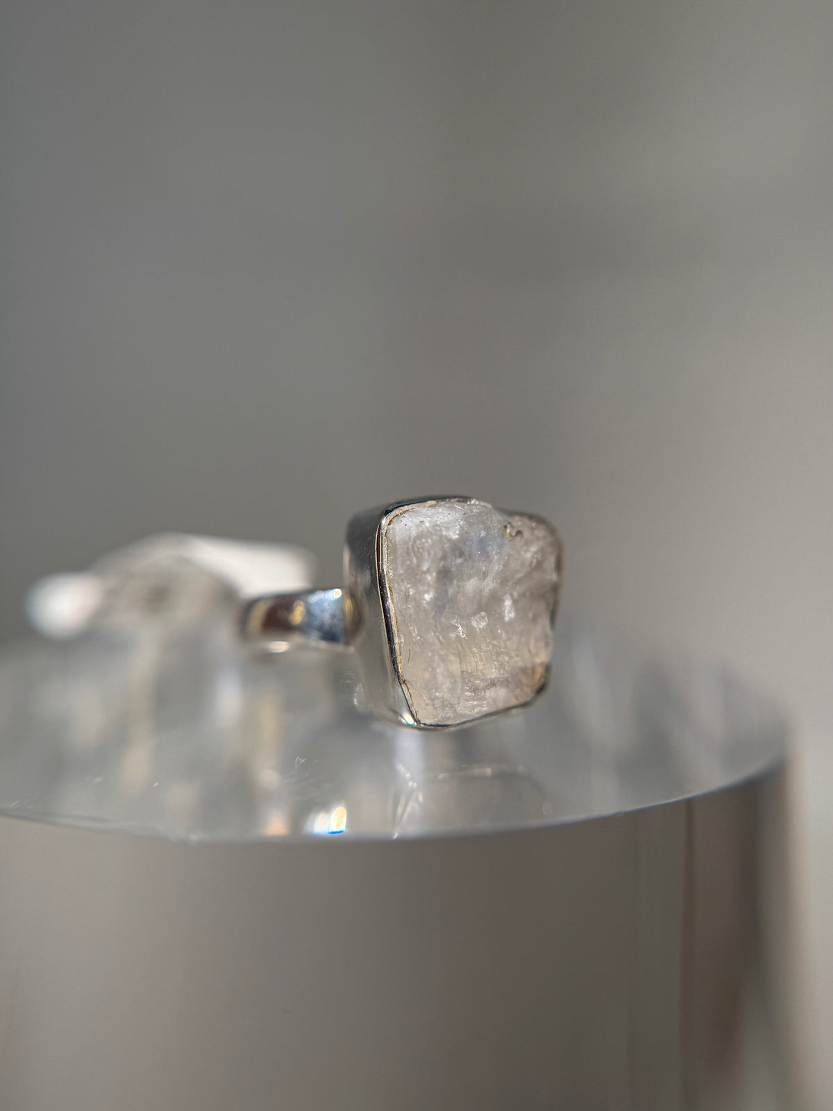 Blue Flash Moonstone Sterling Silver Ring Size 5