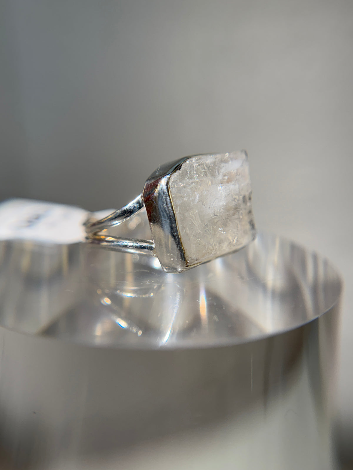 Blue Flash Moonstone Sterling Silver Ring Size 5
