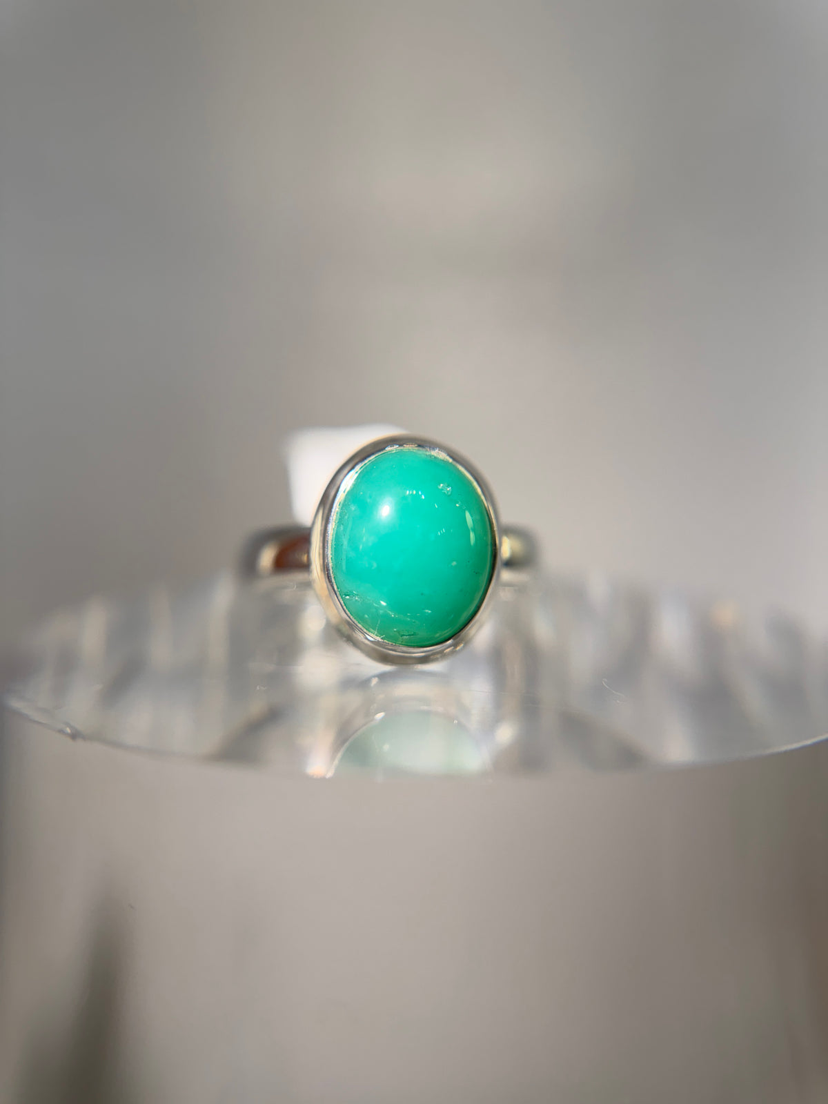 Chrysoprase Sterling Silver Ring Size 7