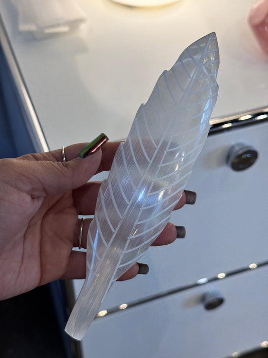 Selenite Feather Incense Burner