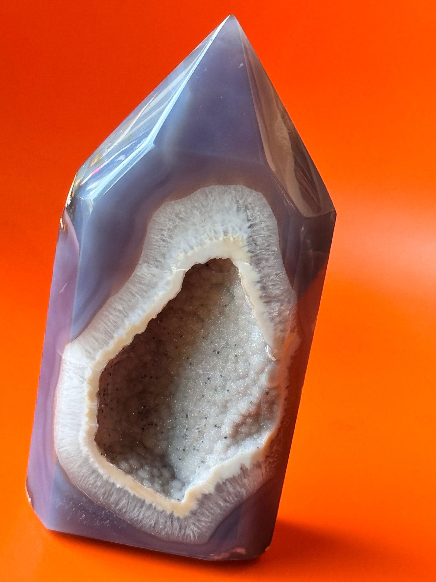 Large Blue Agate Tower with Druzy 8.5” H