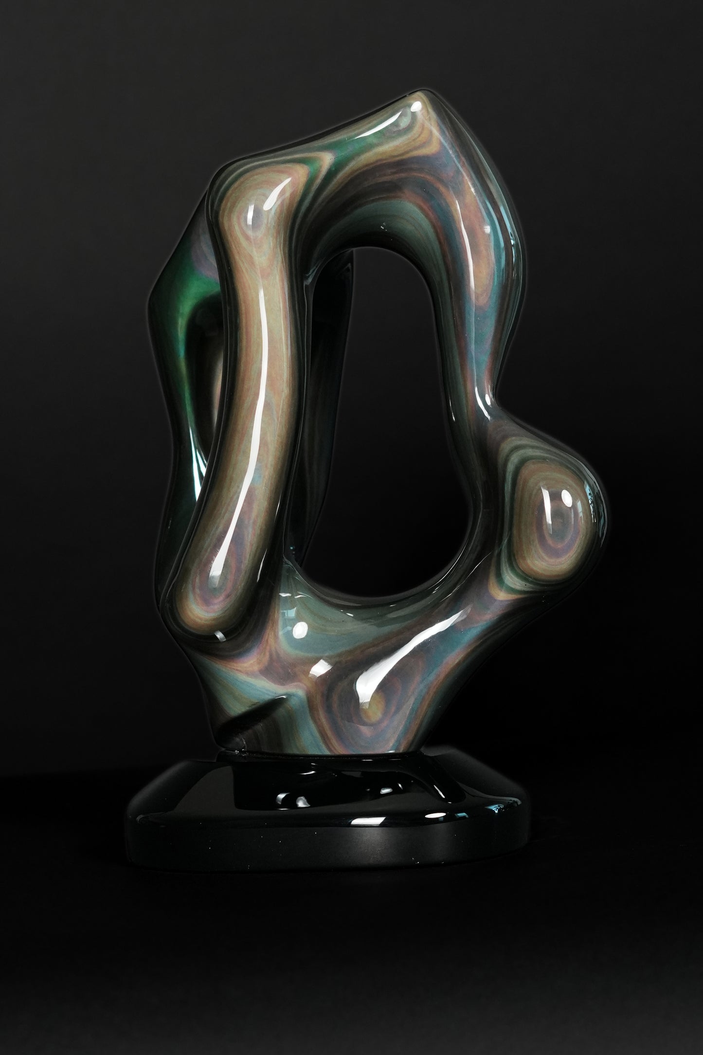 Large Hand Carved Rainbow Obsidian Sculpture