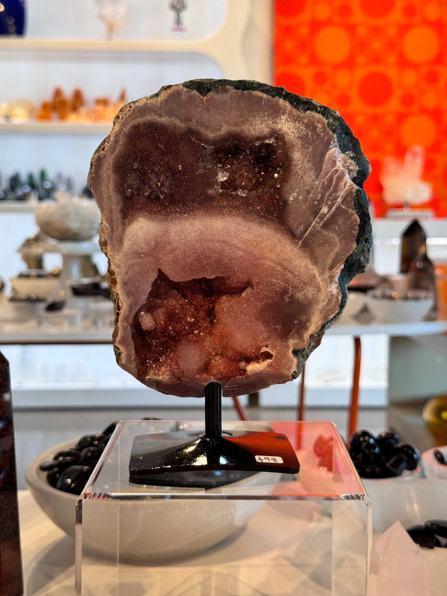 Pink Amethyst Slab on Stand