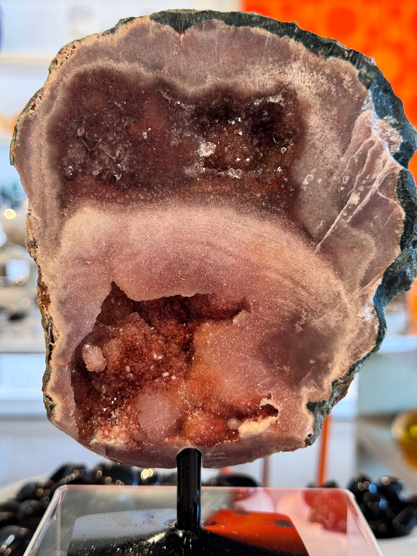 Pink Amethyst Slab on Stand
