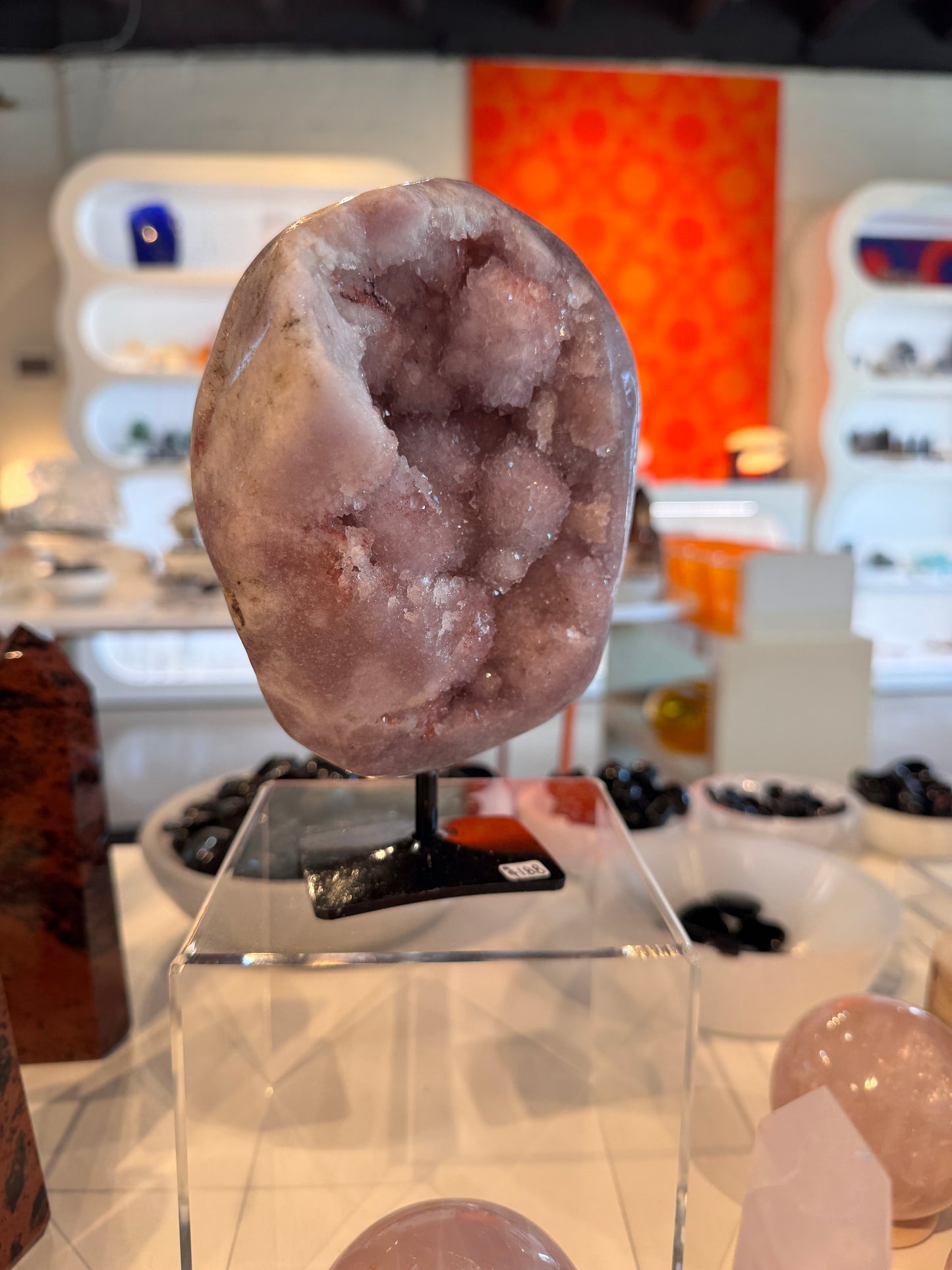 Pink Amethyst on a stand
