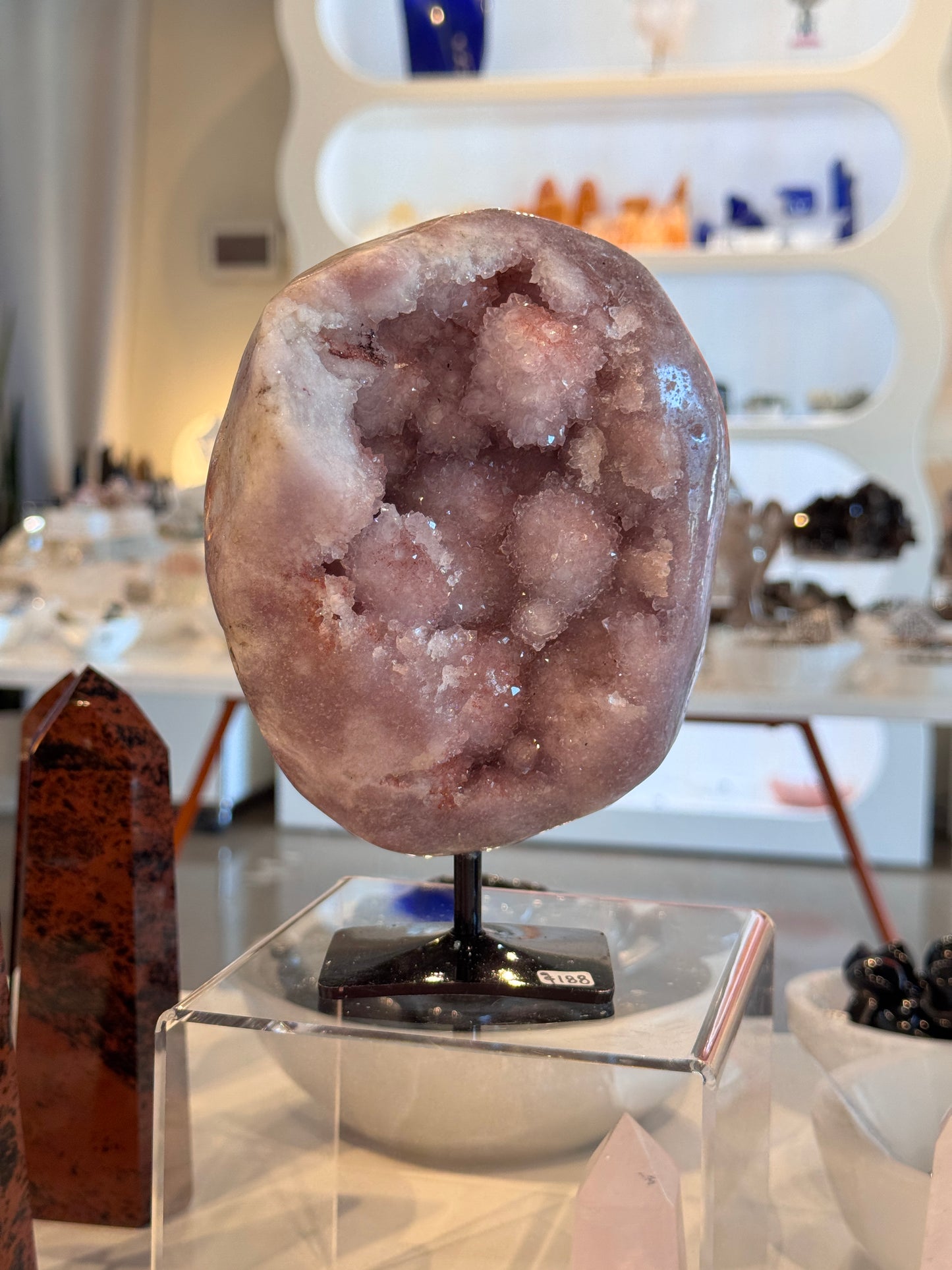 Pink Amethyst on a stand