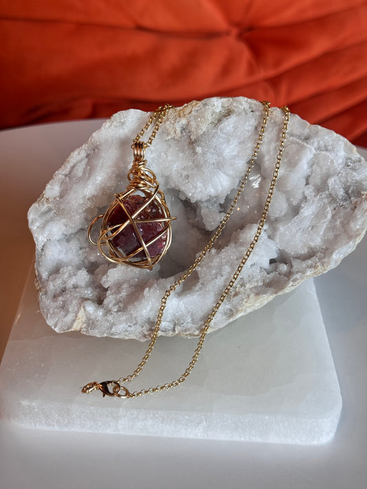 Vanadinite Gold Plated Wire Wrapped necklace