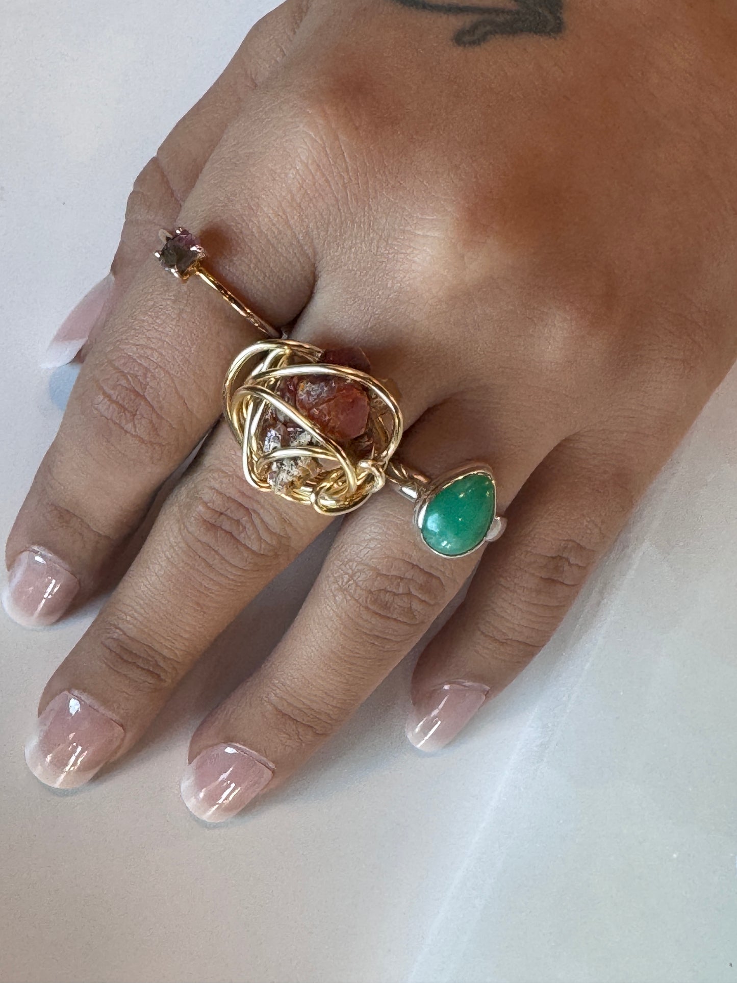 Vanadinite Gold Plated Wire Wrapped Ring size 7.5