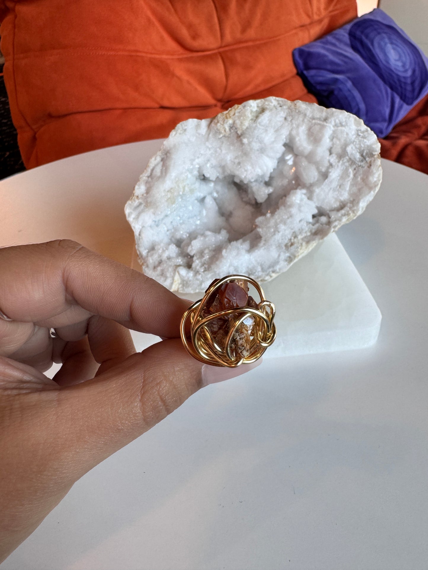 Vanadinite Gold Plated Wire Wrapped Ring size 7.5