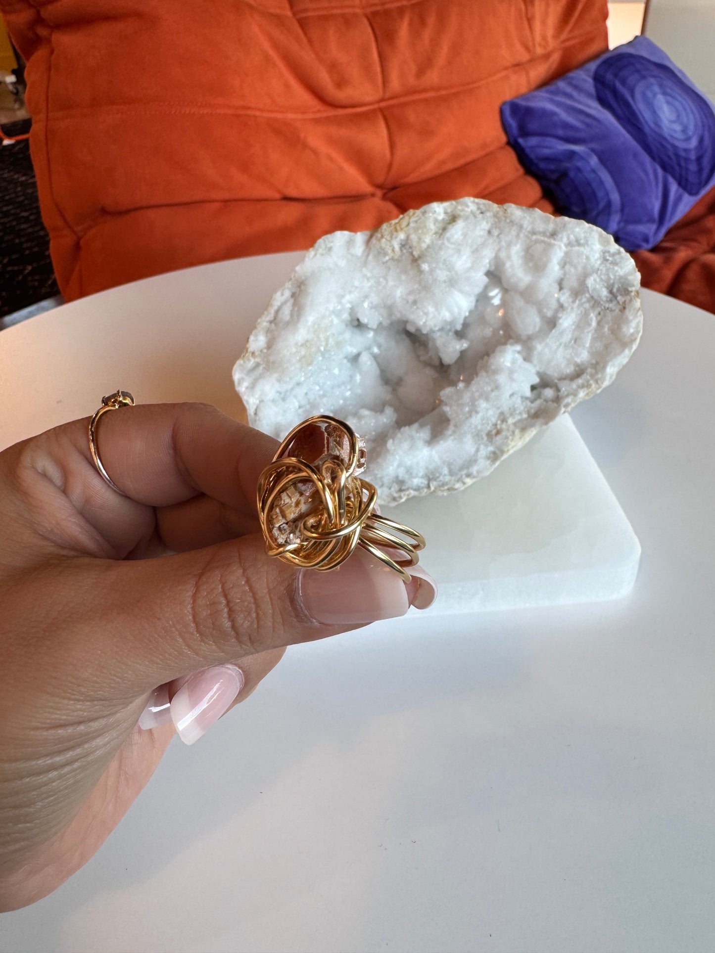 Vanadinite Gold Plated Wire Wrapped Ring size 7.5