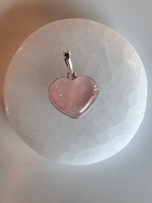 Rose Quartz Heart Necklace Pendant