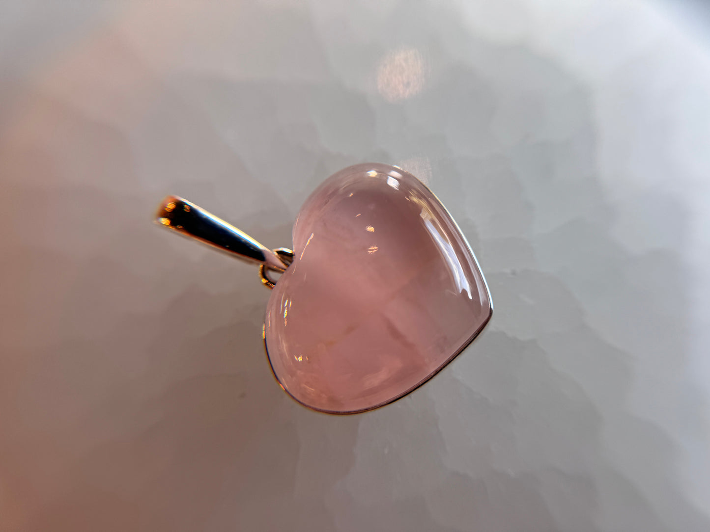 Rose Quartz Heart Necklace Pendant