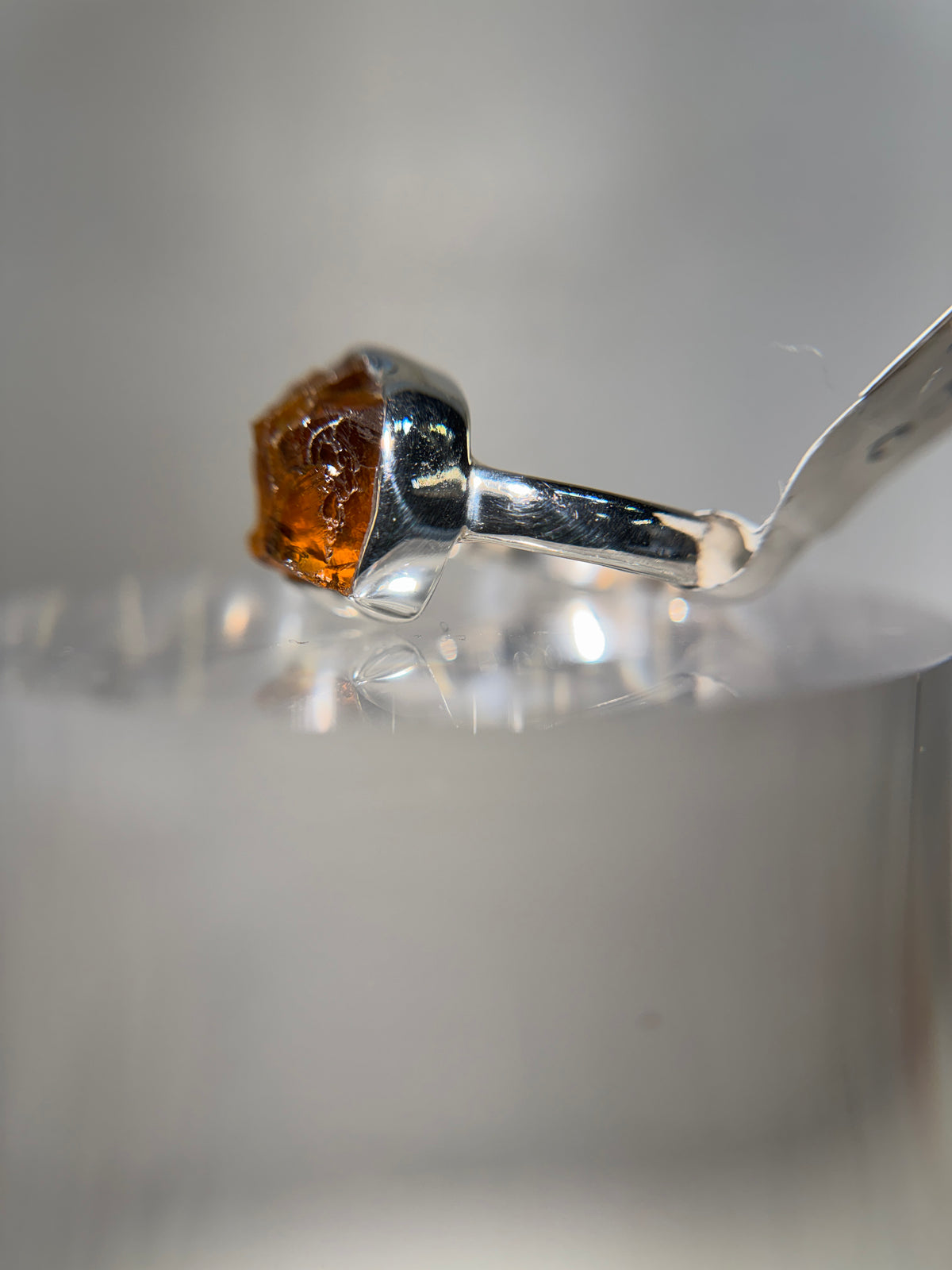 Raw Cognac Quartz Sterling Silver Ring Size 8